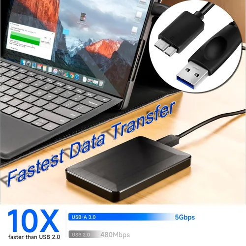 Vista 3 de SaiTech IT Paquete de 2 cables USB 3.0 de 17.7 in A a Micro B de alta velocidad de hasta 5 Gbps de transferencia de datos para cable de disco duro