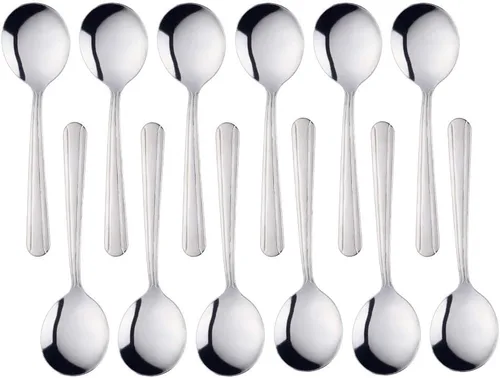 Vista 11 de Juego de cubiertos de cuchara redonda de 12 piezas, cucharas redondas de 5.8 pulgadas, color negro