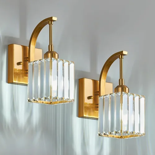 Vista 36 de Luces de tocador de cristal de 3 luces negras para tocador de baño, modernas lámparas de baño de cristal sobre espejo de 23.62 pulgadas de largo