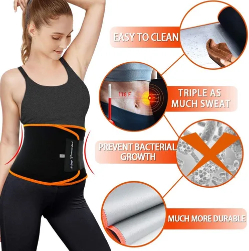 Vista 4 de KingPavonini - Faja reductora de cintura para mujeres y entrenador de cintura para hombres, cinturón de sudor talla grande, actualizado