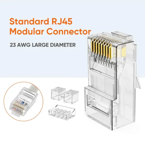 Vista 4 de CableCreation Conectores RJ45, enchufe modular Cat 6A RJ45 (juego de tres piezas), conector de red UTP para cable sólido y cable estándar