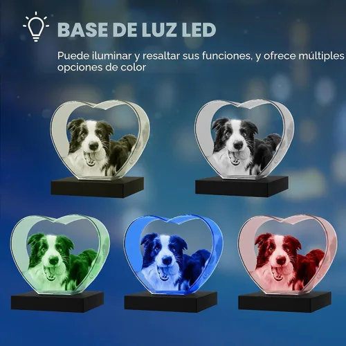 Vista 6 de Foto de cristal 3D con forma de corazón personalizada, regalo de imagen de cristal grabada con láser para papá, marido, abuelo, día del padre
