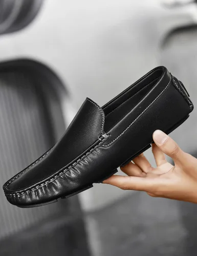 Vista 3 de VANDESK Mocasines casuales para hombre, mocasines suaves para hombre, ligeros, para conducir, barco, zapatos de oficina, zapatos de vestir blancos