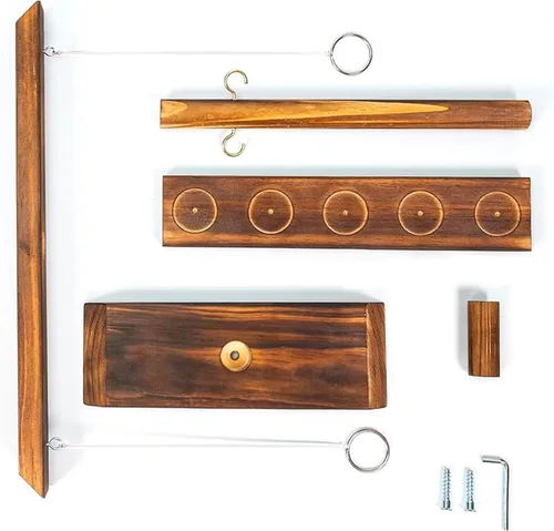 Vista 6 de Juego de lanzamiento de anillos para adultos y familia: juego grande de lanzamiento de ganchos y anillos de madera de 15.7 x 13 pulgadas para mesa