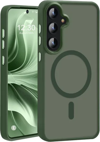 Vista 8 de Funda magnética avanzada para Samsung Galaxy S24, delgada, protectora, probada contra caídas de grado militar y compatible con MagSafe, translúcida