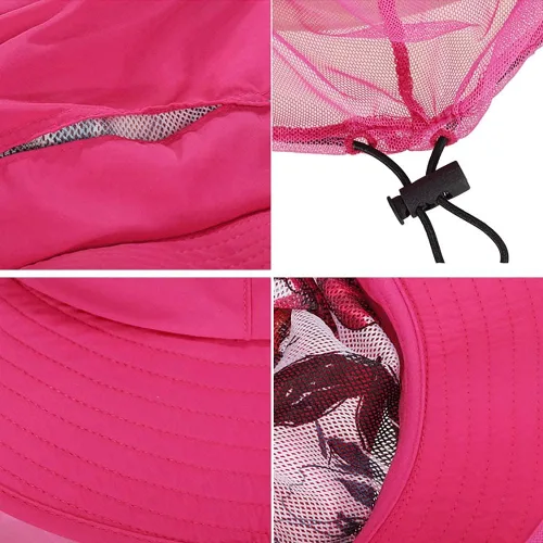 Vista 3 de Peicees Sombrero de red para hombres y mujeres, sombrero de pesca de aventura, sombrero de safari para caza, camping, senderismo