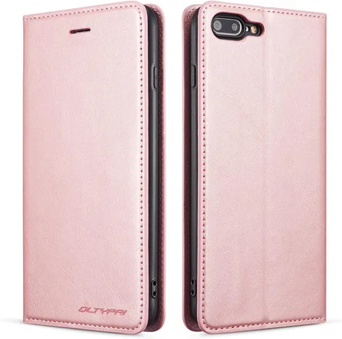 Vista 28 de QLTYPRI Funda para iPhone 6 Plus/6S Plus, cubierta de piel PU con tarjetero, funda tipo billetera con solapa magnética y a prueba de golpes - Vino