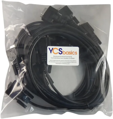 Vista 2 de Paquete de cinco cables de extensión YCS Basics DB9 de 9 pines, color negro, serie / RS232 macho/hembra de 6 pies