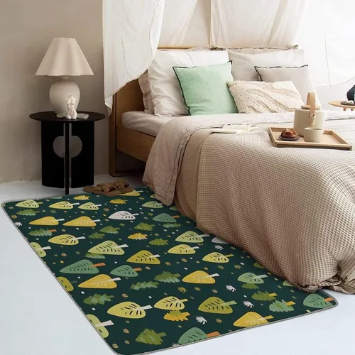 Vista 2 de Alfombras de bosque para entrada, dormitorio, sala de estar, alfombra de bosque de 2 x 3, lavable, antideslizante, suave, alfombra de pelo bajo