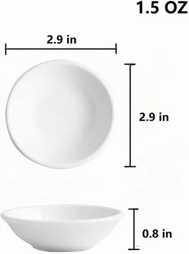 Vista 2 de Juego de platos de salsa de soja, platos irrompibles de melamina para condimentos para sushi, 1.5 onzas para servir pequeños platos de aperitivos