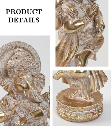 Vista 7 de Suoedd Estatuas de Lord Ganesha Elefante hindú Estatua de Dios Estatua de Dios de Ganesh Indio Ganesh Buda, Escultura de resina hecha a mano