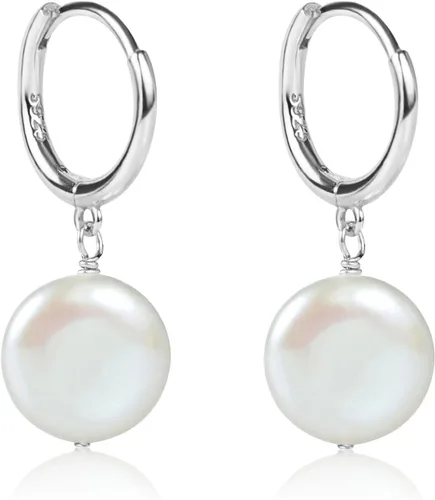 Vista 7 de LILY LUSTRE - Aretes colgantes de plata de ley 925 chapados en oro de 14 quilates, seleccionados a mano, calidad AAAA, color blanco natural