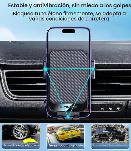 Vista 6 de Cargador inalámbrico para automóvil, MOKPR 15W carga rápida con sujeción automática, soporte de cargador para automóvil manos libres para tablero