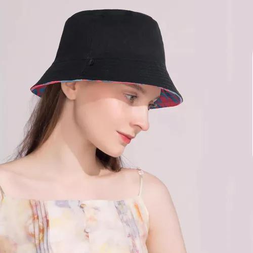 Vista 3 de HH HOFNEN Sombrero de pescador de doble cara para verano, playa, sombrero de sol para viajes, gorra de pescador con cuerdas para mujeres y hombres