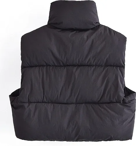 Vista 2 de Zhiyouni Chaleco acolchado ligero sin mangas con cuello alto corto acolchado