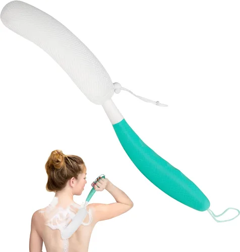 Vista 19 de Cepillo de ducha de mango largo de 15.35 pulgadas para el cuerpo, cepillo de espalda para ducha para hombres y mujeres, esponja de baño de mango