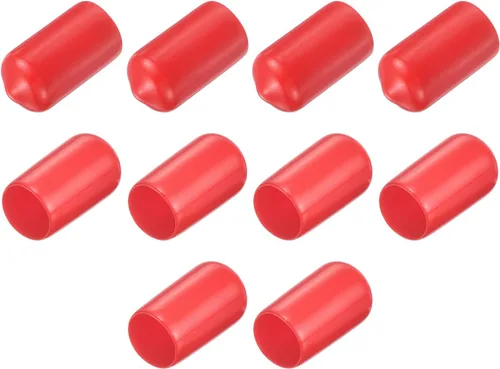 Vista 194 de uxcell 10 tapas de goma para extremos de 0.591 in de identificación, tapa de extremo redondo, protectores de rosca de tornillo, color negro