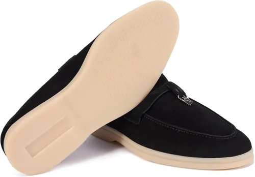 Vista 6 de Mocasines de piel de ante de diseño prémium con dijes de verano para mujer Negro