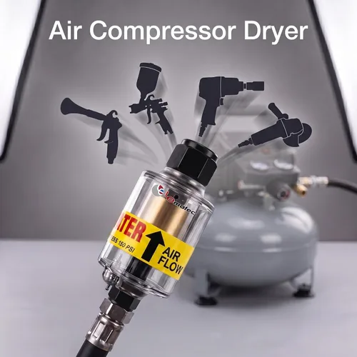 Vista 13 de LE LEMATEC Secador de aire para compresor - Separador de agua en línea y aceite para herramientas neumáticas, separador de humedad NPT de 1/4