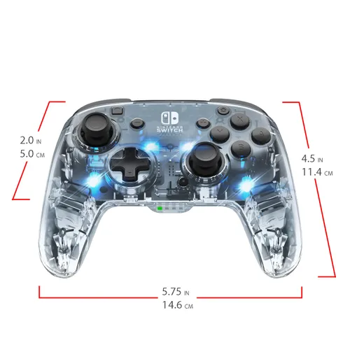 Vista 10 de Afterglow LED Wireless Deluxe Gaming Controller - Licensed by Nintendo for Switch and OLED - RGB Hue Color Lights - See through Gamepad Controller