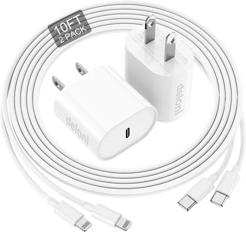 Vista 8 de Cargador de teléfono de carga rápida de 6 pies, bloque de cargador USB C rápido de 20 W con cable USB C a Lightning de 6 pies de longitud