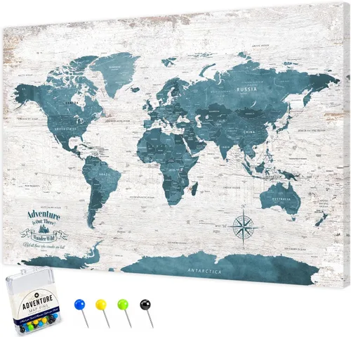 Vista 21 de IPIC - Lienzo con mapas de EE. UU. para decoración de pared, mapa con pin de empuje para marcar viajes, mapa de viaje impreso de EE. UU.