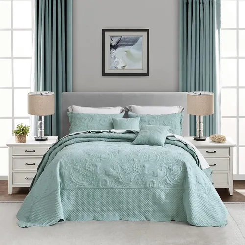 Vista 21 de Colcha extragrande tamaño King, diseño de patrón paisley, funda de cama ligera, reversible, 5 piezas, 100% microfibra, amarillo marfil Cobertura