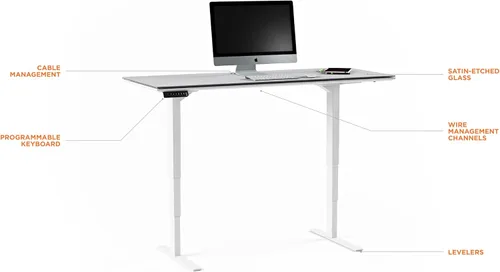 Vista 10 de BDI Furniture Centro - Escritorio elevador de pie, 60 x 24 pulgadas, blanco satinado, gris