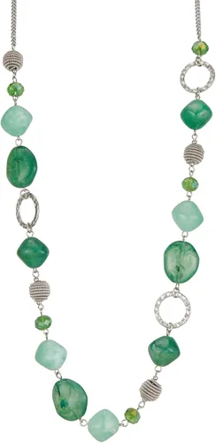 Vista 9 de BULINLIN Collar largo de cuentas para mujer, collar de cadena de suéter plateado con cuentas de resina de cristal, collar de joyería de moda