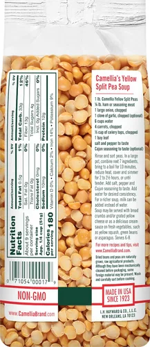 Vista 2 de Camellia Brand Guisantes partidos amarillos secos – Guisantes partidos de alta calidad sin OMG para dal indio, abundantes sopas de guisantes