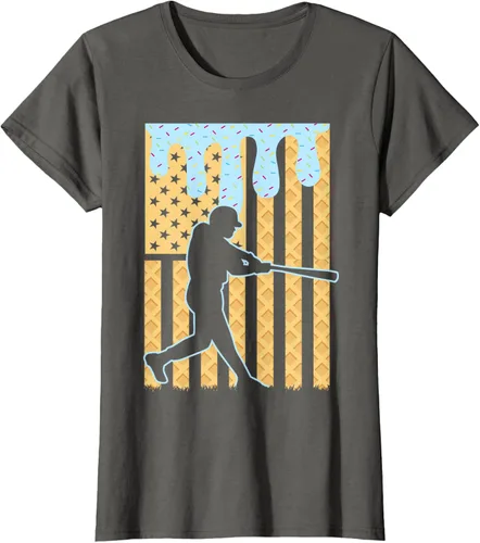 Vista 61 de Camiseta de béisbol Drip Boys Dripping Ice Cream Baseball American Flag, Negro -, Pequeña