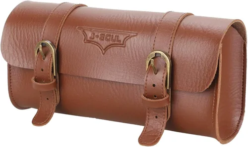 Vista 12 de Bolsa de Manillar de Bicicleta Retro de PU Cuero Impermeable Alforja de Bicicleta Cesta Frontal Vintage Bolsa de Asiento Trasero para Bicicletas