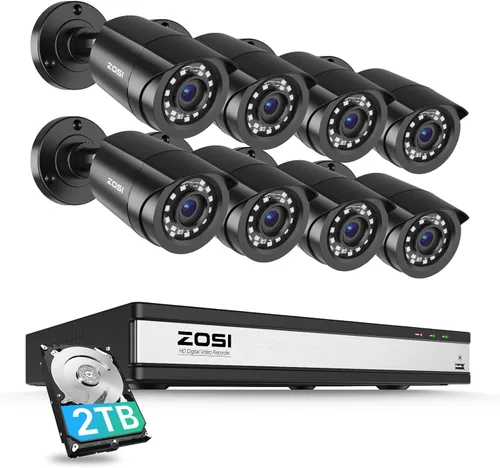 Vista 13 de ZOSI - Sistema de cámara de seguridad 3K Lite para interiores y exteriores, detección AI de personas/vehículos, visión nocturna, acceso remoto, 4