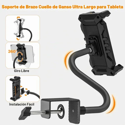 Vista 8 de Soporte para tablet con abrazadera de cuello de cisne para escritorio, compatible con iPad mini/Air/Pro, Kindle Fire HD, Galaxy Tabs y todas