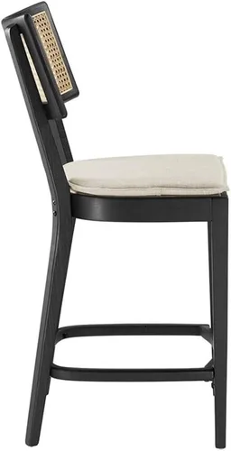 Vista 5 de Modway Taburetes de madera Caledonia - Juego de 2 taburetes en negro y beige Negro Beige