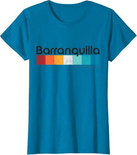 Vista 78 de Barranquilla Colombia - Camiseta de diseño vintage de estilo retro, Blanco, S