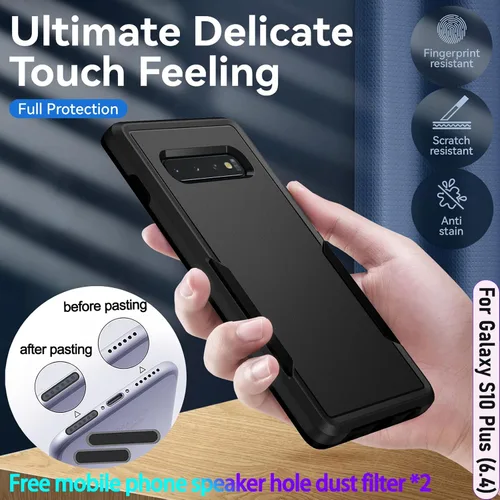 Vista 4 de Funda híbrida de doble capa para Galaxy S10 Plus/S10+ de 6.4 pulgadas, resistente a los golpes, resistente a los golpes, con 1 soporte magnético