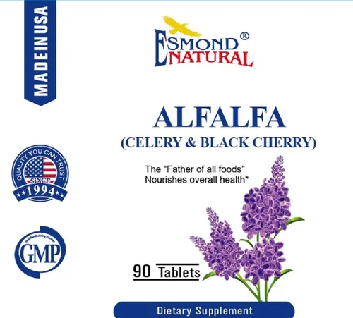 Vista 2 de Alfalfa - Apio y cereza negra (nutre la salud general), GMP, producto natural certificado Assn, fabricado en Estados Unidos, 1500 mg, 90 tabletas