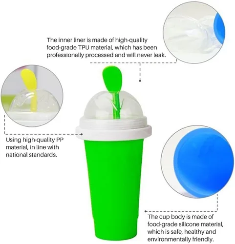 Vista 5 de Slushy Maker - Taza de hielo portátil para viajes, hecha en casa, color amarillo