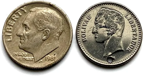 Vista 4 de 1987 Venezuela 25 Centavos moneda colgante Simón Bolívar Caballo Palomo Caracas Maracaibo Valencia colgante Barquisimeto Ciudad Guayana Maturín