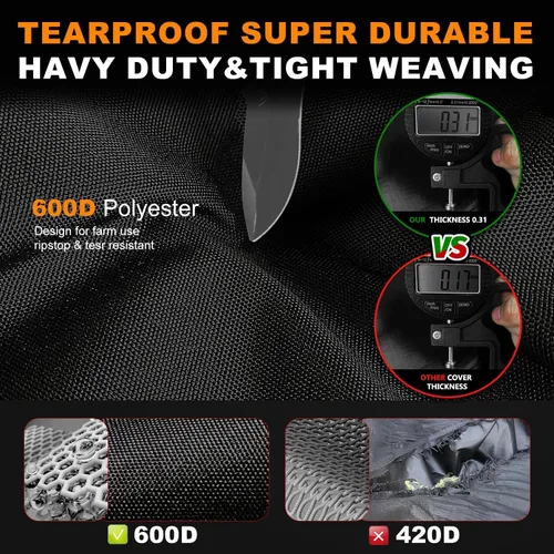 Vista 2 de Funda para cortacéspedes de montar impermeable para exteriores, fundas resistentes para tractor 600D anti-UV, ajuste universal para plataformas