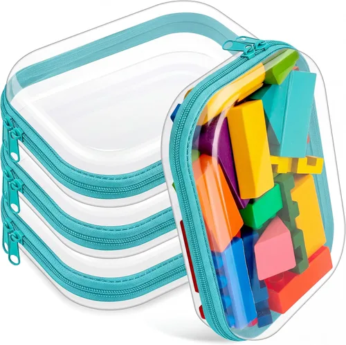 Vista 26 de Hoolerry 4 piezas de estuches rígidos transparentes con cremallera, bolsas de maquillaje, estuche de plástico para lápices, contenedores de caja