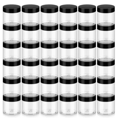 Vista 11 de Loretoy Paquete de 36 tarros de plástico de 1 onza con tapas, sin BPA, reutilizables, rellenables, recipientes de cosméticos transparentes