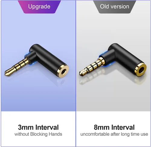 Vista 7 de CableCreation Adaptador de audio angular de 0.138 in, conector de auriculares estéreo TRRS de 1/8 macho a hembra compatible con auriculares