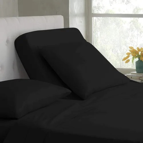 Vista 17 de Base de cama ajustable – Juego de sábanas de cabeza dividida superior tamaño Queen – Sábanas de 100% algodón egipcio sólido color azul aguamarina