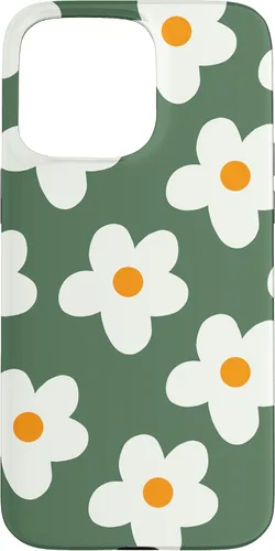 Vista 28 de Retro 60s flower vintage floral pattern sage green Groovy Case for iPhone 16