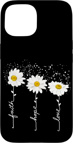 Vista 6 de Funda para iPhone 14 Pro Max Faith Hope Love para regalo, diseño de margaritas blancas