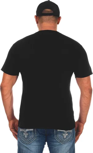 Vista 3 de JH DESIGN GROUP Ford Mustang - Camiseta de cuello redondo con bandera estadounidense desgastada para hombre