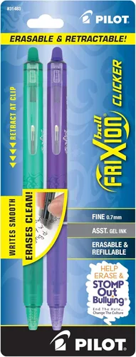 Vista 2 de PILOT FriXion 31483 - Bolígrafos de tinta de gel borrable retráctiles y recargables, punta fina, colores surtidos, paquete de 2