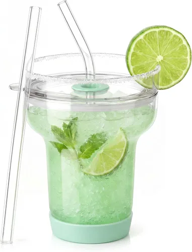 Vista 17 de Tronco Juego de 2 vasos de Martini, vaso de Margarita sin tallo de 16 onzas Rosa Coral/Púrpura Claro